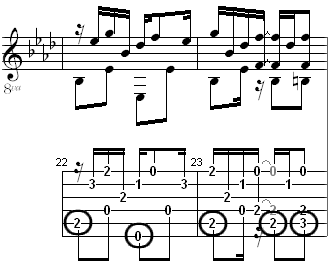 guitar example about bass note