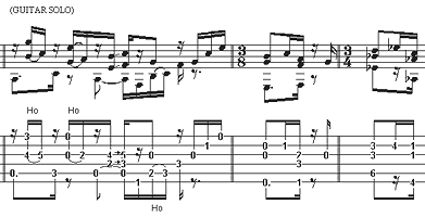 example of solo part on the guitar